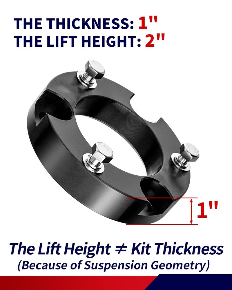 FLYCLE 2 inch Leveling Kits for 2005-2023 Tacoma, 2003-2023 4Runner, 2007-2015 FJ Curiser, Front Strut Spacers 2'' Lift Kit Compatible with Tacoma 4Runner FJ Curiser - Image 2